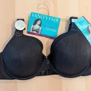 NEW Vanity Fair 76338 Full Figure Bra 38C Illumination zoned up Support Black